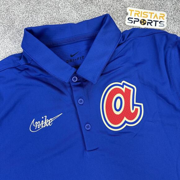 Atlanta Braves Polo Shirt Mens Small Baseball Cooperstown Collection Nike DriFit - Picture 1 of 12